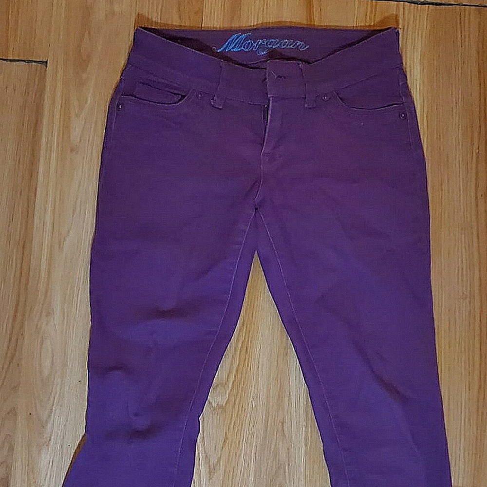 Delia's Morgan Purple Jeans Straight Leg Slim Mid Rise